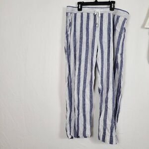 Rails Pants Women Small Agnes Tuscan Stripe Linen Cropped Pants Tie Waist Pocket